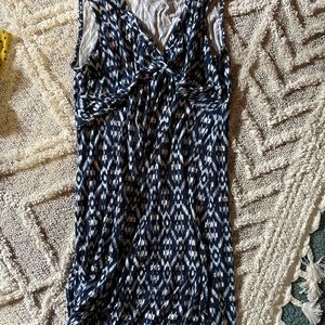 Blue and white thick strap maternity dress